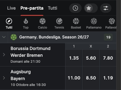 Palinsesto delle scommesse sportive Fonbet.